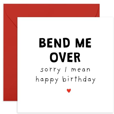 Funny Birthday Card Joke For Him - 'Bend Me Over' - Gifts for Husband, Boyfriend, Partner, Spouse, Couples, Men - Humour For Couples - Comes with Fun Stickers