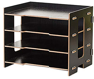FLEXMAN Desktop Regal, Holz Desktop Bücherregal, Aufbewahrungsregal für Zubehör, Mehrschichtiges Büro Schreibtisch Regal, Organizer für die Organisierte Aufbewahrung von Dokumenten (Schwarz)