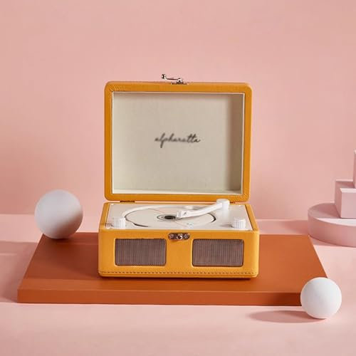 MDXHKK Retro HI-FI Boomboxes, Leather Portable CD Players, Support Bluetooth Disc Player, Speakers Docks, CD USB FM Stereos Radios, Speakers Docks, Music Player,ORANGE