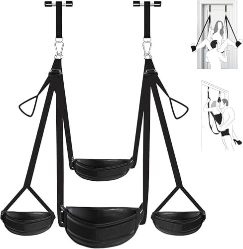 Sex Swing Sex Toys for Couples - BDSM Sex Swings with Two Widen Leather Soft Plush Sex Slings with Hanging Door Handcuffs, Leg Restraints, and Spreader Adult Toys for Couples Holds up to 300lbs
