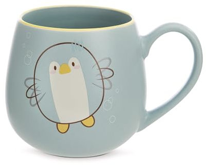 NICI 61833 mymochi Tazza Mug in Porcellana con Manico, con Pinguino Waddle e Scritta “Oops”, per Bevande Fredde e Calde Come tè, caffè, Latte, Cioccolata, 400 ml, 8 x 9 cm, Blu, Colore