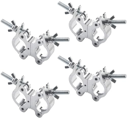 Mad Owl Stage Lighting Equipment & Accessories,Twist Paired Aluminum C‑clamp Scaffolding Heavy Duty Truss Clamps Adjustable 40-52mm/1.57-2.05 inches (4pack Silver)