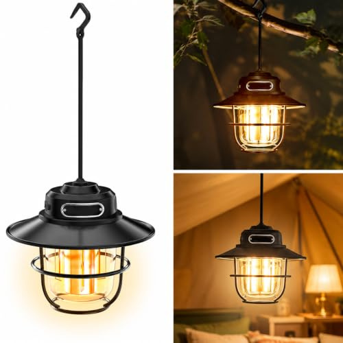 Luz de camping, luz de camping portátil, linterna LED para acampar, 3 modos de iluminación (1300-6500 k), luces LED de camping, recargable, IP x 4 resistente al agua para acampar pesca apagón
