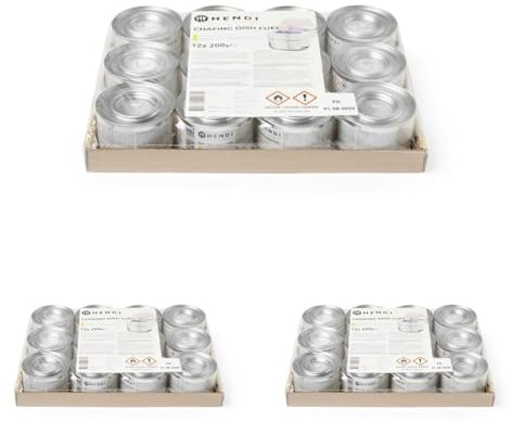 HENDI Pâte combustible pour chafing dish en boîte, ± 3 heures, 12 pcs, pour réchauffer les récipients, pour maintenir les aliments au chaud, pour Chafing Dish, 200gr (Lot de 3)