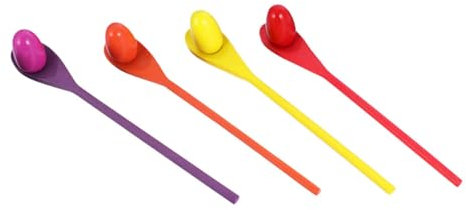 YARNOW Wooden Balance Game Egg and Spoon Race Set for Kids Outdoor Party Supplies 4 Spoons 4 Balls Sensory Integration Training Toy Random Color