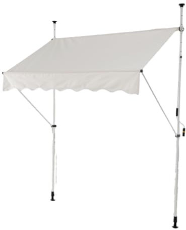 GOPLUS Klemmmarkise, Markise Balkon ohne Bohren, Markise mit Handkurbel, höhenverstellbar, UV-beständig & wasserabweisend, Sonnenschutz für Balkon Terrasse & Garten (Weiß,250 cm)