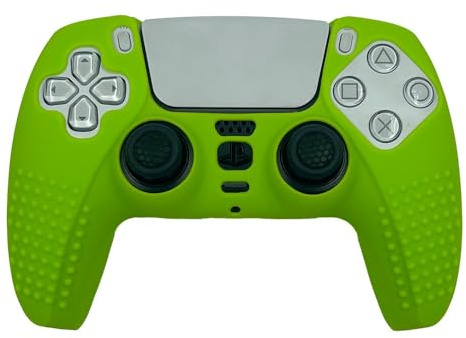 Crazy Diy Silikon-Schutzhülle für PS5-Controller, rutschfest, stoßfest, präzise Aussparungen, weiche Touch-Hülle für kabellosen Controller, Grün