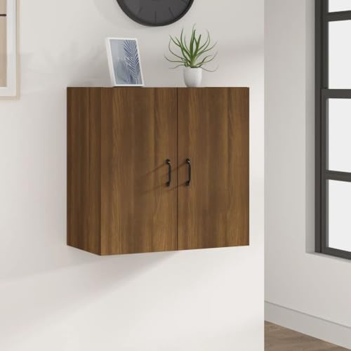 Qnhdfrt Hängeschrank Wandschrank Klein 60x31x60 cm Braun Eichen-Optik Holzwerkstoff Aufbewahrungsschrank für Wohnzimmer Küche Bad