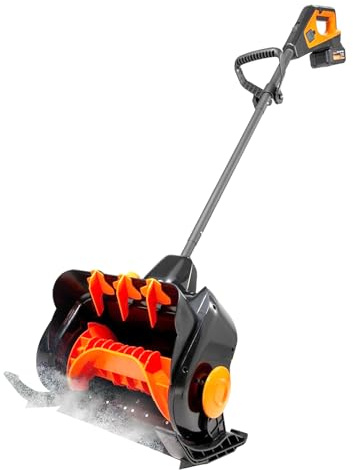 Pala de nieve eléctrica, barredora de nieve inalámbrica con dirección ajustable, motor sin escobillas de 1200 W, dos baterías incluidas, herramienta manual de limpieza de nieve para el hogar