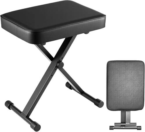 GREENSAPPIRE Klavierhocker Höhenverstellbar Faltbarer Klavierstuhl mit Gepolsterter Sitzfläche, Tragbarer Keyboardhocker aus Stahl, rutschfest & Stabil