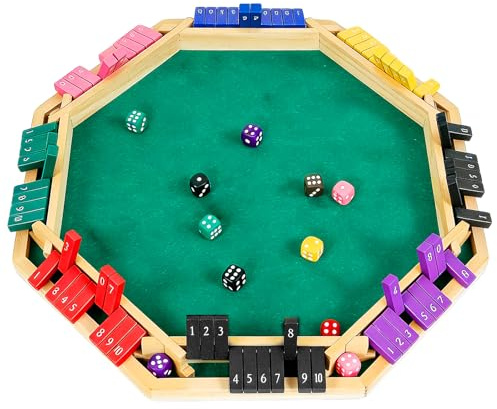 KINDLUME Shut The Box, Würfelspiele, Würfelspiele für Erwachsene, Würfelspiel Holz, Bis Zu 8 Spieler, Klassisches Holz-Brettspiel mit Zahlenklappen, für Gesellige Familienabende, Partys, Kneipen