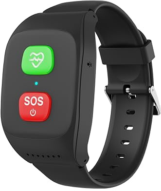 HOTOP Senioren Notruf Armband, GPS Notrufuhr, Sturzerkennung, SIM-Karte | SOS Armband, Persönlicher GPS-Tracker, Hausnotruf für Angehörige, Geschenk