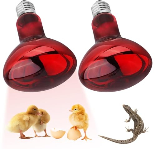 KBIBCK 2 Stück Rotlichtlampe Wärmelampen für Reptilien Tiere, 100 W 220 V Reptilien Wärmelampe Terrarium, Bombilla Calefactora E27, Infrarotlampe Wärmelampe für Pollos, Tortugas, Perros, Lagartos