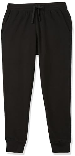 Amazon Essentials Pantaloni da Jogging in Pile con Risvolto (Disponibili in Taglie Forti) Donna, Nero, S