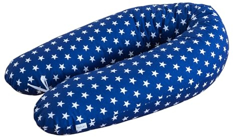 LOOLAY® Stillkissen XXL EPS Styropor-Füllung Lagerungskissen Seitenschläferkissen Ink.Bezug 170cm (Sternchen dunkelblau)