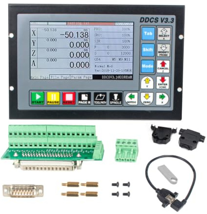 CNCTOPBAOS 4 Axis CNC Motion Controller System,DDCSV3.1 Offline Stand Alone PLC,Servo Stepper Motor Driver Controller for CNC Router Lathe Milling Engraving Machine | 500KHz, DC24V, VFD/Spindle/Servo/Stepper Motor Motion Control, Read M/G-code For CNC Router Milling Engraving Machine,Lathe