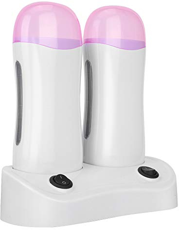 YUYTE Roll On Wachsgerät, Wachswärmer für Wachspatronen, Wachserwärmer mit Basis,für Enthaaren von Beinen und Körper für die Haarentfernung Zu Hause (Doppelkopf Lila)