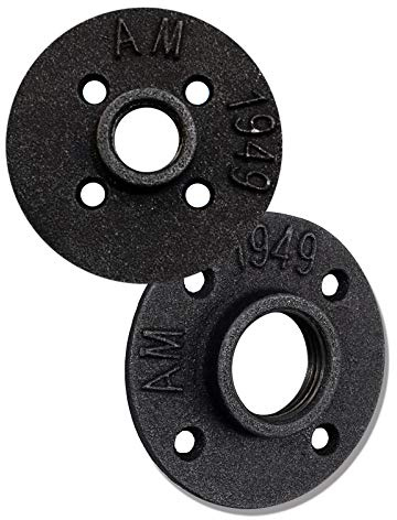 Brida de Piso de 1 Bridas de tubería Industrial Vintage Hierro Fundido maleable de 4 Tornillos Ajuste de tubería de decoración para Steampunk Vintage Retro Decor Furniture DIY (Paquete de 2)