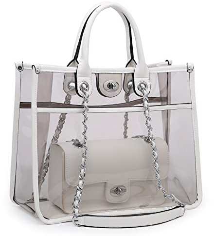 MARCO M KELLY GroÃŸe durchsichtige Tragetasche für Damen, Crossbody-Tasche, börse, 2 Sets mit PVC-Griff oben, Schultertasche mit Drehverschluss