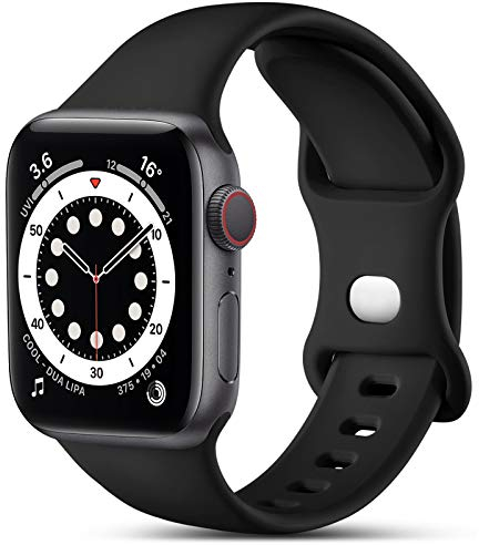 CeMiKa Compatible with Apple Watch Strap 44mm 42mm 45mm 46mm 49mm, Soft Silicone Sport Band Replacement Straps for iWatch Strap Series 11 10 9 8 7 6 5 4 3 2 1 SE SE3, Women Men, Black