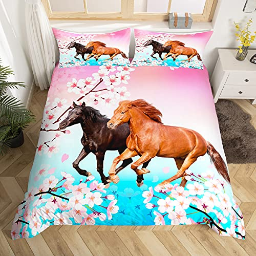 Feelyou Kids Horse Bedding Set Twin Size 3Pcs for Teens