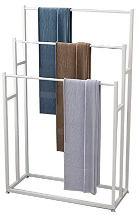 SJASD Metall Freistehender Handtuchhalter, Badezimmer 3 Handtuchstangen Organizer Habdtuchhalterung, Outdoor Pool Handtuchstange Regal Stehend,Handtuchständer,Weiß