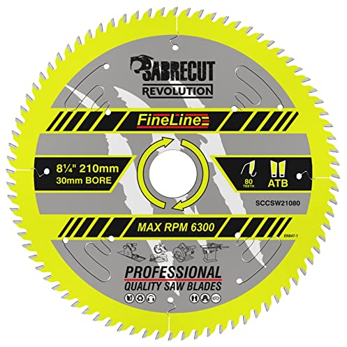 1 x SCCSW21080 SabreCut 210mm 80T x 30mm foro Thin Kerf legno compensato MDF truciolato lama per sega circolare per taglio trasversale e taglio longitudinale compatibile con Makita e molti altri