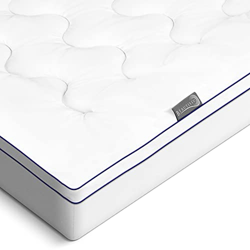 Beautissu Matratzentopper 90x200 cm mit integriertem Spannbezug Topper 90x200 cm Boxspringbett & Matratzen bis 40 cm Höhe – Matratzenauflage 3 cm Matratzenschoner rutschfest – BeauNuit MT Base