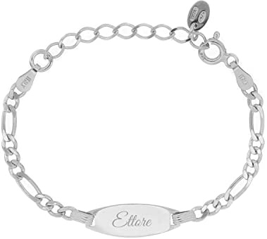 Giuzi Bracciale per Neonati o Ragazzi con Targhetta Personalizzabile in Argento 925 (argento, 13)