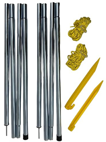 Vanilla Leisure Canopy Pole Set of 2 - With Pegs & Guy Ropes - Steel Tent, Awning & Tarp Poles to Provide Shade - Universal Fitting Tent Canopy Poles - Pole Height: 180cm