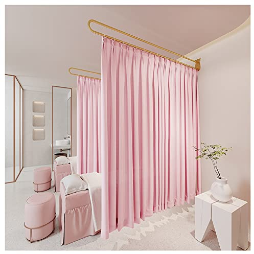 Raumteiler Vorhang - Sichtschutz Vorhang Transluzent - Schönheitssalon Trennvorhang - Goldene Metall Vorhangstange (Farbe : Pink-200cm, Größe : 240cm)