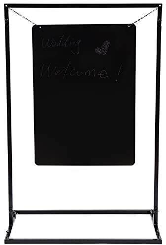 CHEMYO 100x75cm Support De Mariage en Métal Bienvenue Signe Arc Stand Publicité Étagère Rack Panneau D'affichage Noir-Arche De Mariage Présentoir Panneau D'affichage