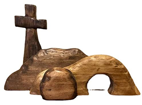 MOCIUN Jesus Grab Ostern Tablett Bundle Kit, Ostern gestuftes Tablett Dekor, Osterszene Holzdekor, Osterdekoration für Home Office, Ohne Stufentablett (D)