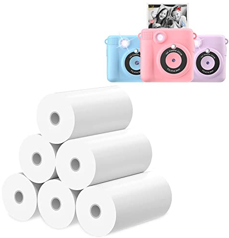 Lot de 6 rouleaux de papier photo sans BPA pour appareil photo instantané pour enfants - 5,6 cm - Compatible avec la plupart des appareils photo à impression instantanée