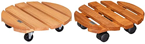 Wagner Pflanzenroller Toscana Ø 38 x 10 5 cm I Blumenroller für Außenbereich + Innenbereich Ø 30 x 8 cm I Blumenroller für den Innenbereich I Rutschsicheres Rollbrett I 20018201