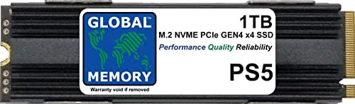 GLOBAL MEMORY Unidad de estado sólido (SSD) M.2 2280 PCIe Gen4 x4 NVMe de 1 TB con DRAM + disipador de calor para PlayStation 5 (PS5)