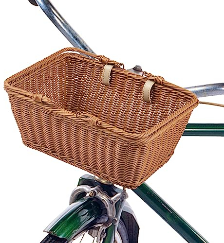 Lixada Fahrradkorb, Weidenkorb für Fahrrad, handgewebter Fahrradkorb, abnehmbarer Korbgeflecht-Vorderlenker