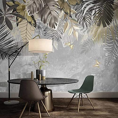 Papier Peint Pelable Et Autocollant, Grande Fresque Murale En 3D Paysage De Feuilles De Plantes Tropicales Autocollant Mural Auto-Adhésif Pour Adultes Enfants Chambr 350 (largeur) x 256 (hauteur) cm
