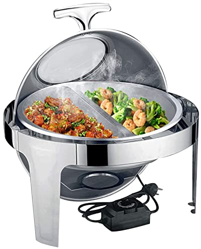 CGLYYDS Scalda Vivande Elettrico Buffet,6L Chafing Dish Contenitore Scalda Cibo da Tavolo Acciaio Inox per Buffet/Banchetti/Feste in Casa,B