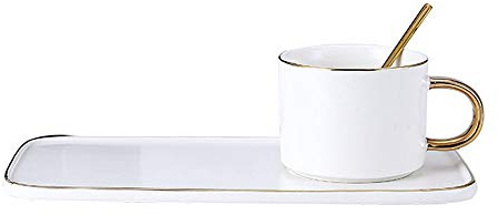 ROLTIN Ensemble de Tasses à café et soucoupes en Porcelaine réutilisables, 200 ML, simplicité, réutilisables, pour Cocktail, Latte, Noix de Coco, avec poignée, Verres à Boire, Tasse à