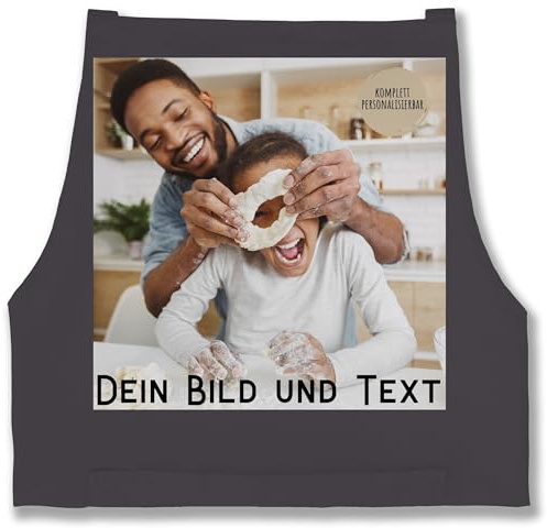 Geschenk mit Namen personalisiert by Shirtracer - Schürze - Erwachsene - Dein Bild Foto Text Geschenk