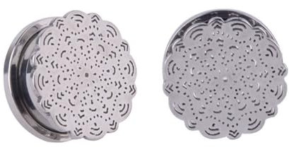 KnBoB 2 Stück Flesh Tunnel Damen 5MM Edelstahl Silber Rund mit Blume Ohr Piercing Expander Ear Tunnel