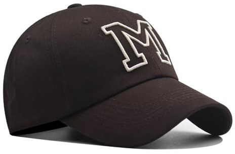 URTAODFE Bestickte Baseballkappe mit Buchstabe M, gewaschene Baumwolle, Trucker-Mütze, Geschenk, für Paare, Entenzunge, caramel, 58