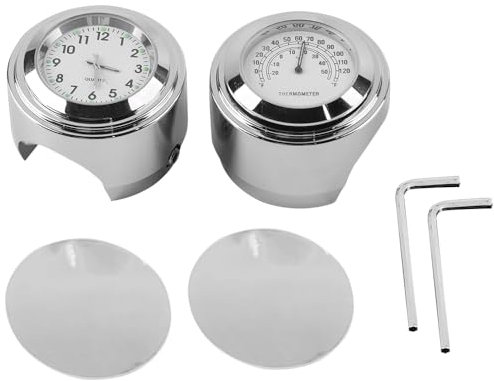 WODHMIEY Termómetro, reloj y termómetro para manillar de motocicleta, compatible con diámetros de 22 mm a 25 mm (7/8-1 pulgadas), resistente al agua, a prueba de golpes