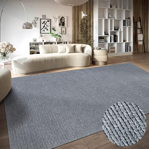 Villeroy & Boch Tappeto di lana Francois, naturale, tessuto a mano e naturale, per soggiorno, camera da letto, sala da pranzo, corridoio, cucina, argento, 80 x 150 cm