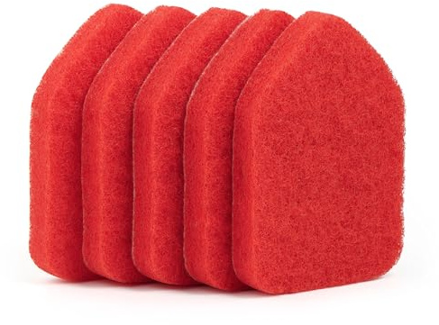 Moku Home Replacement Scrubber Refill for Moku Home Extendable Tub Tile Shower Brush for Cleaning Non-Scratch (5X Scrubber Sponge Red)