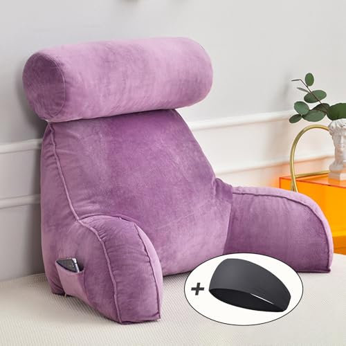 HAOYUES Lesekissen, Rückenkissen für Sofa, Bücherkissen Für Bett, mit Abnehmbarer Nackenrolle & Waschbarem Bezug, Ideal zum Lesen, Fernsehen, Faulenzen oder als Rückenstütze, 75×40×40 cm
