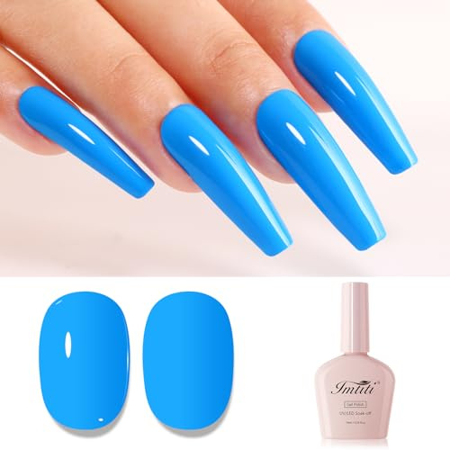Imtiti Blue Gel Nail Polish - Soak Off UV LED Nail Gel 10ML Kit for Manicure & Salon Nail Art