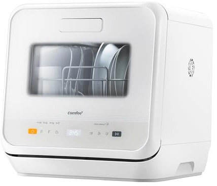 COMFEE' Table Top Dishwasher, Mini Countertop Dishwasher with 6+3 Programs, Steam Wash, Baby Care & Fruit Wash, No plumbing, Delay Start, 72H Storage - White