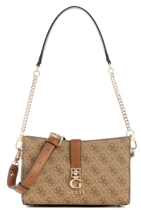 GUESS Zamira Top Zip Handtasche, Shoulder Bag Latte Logo